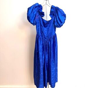 1980sJCPenney Royal Blue Puff Sleeve Dress